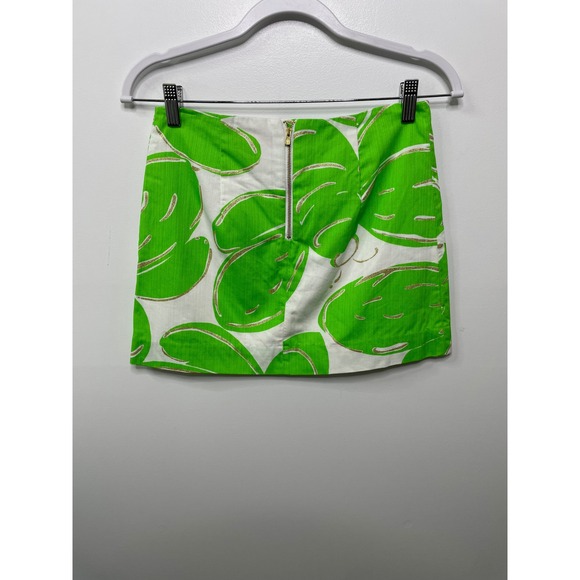 Lilly Pulitzer Tate Skirt Stinger Glitter Print White Green Sz 00 Mini Nautical - Picture 4 of 8